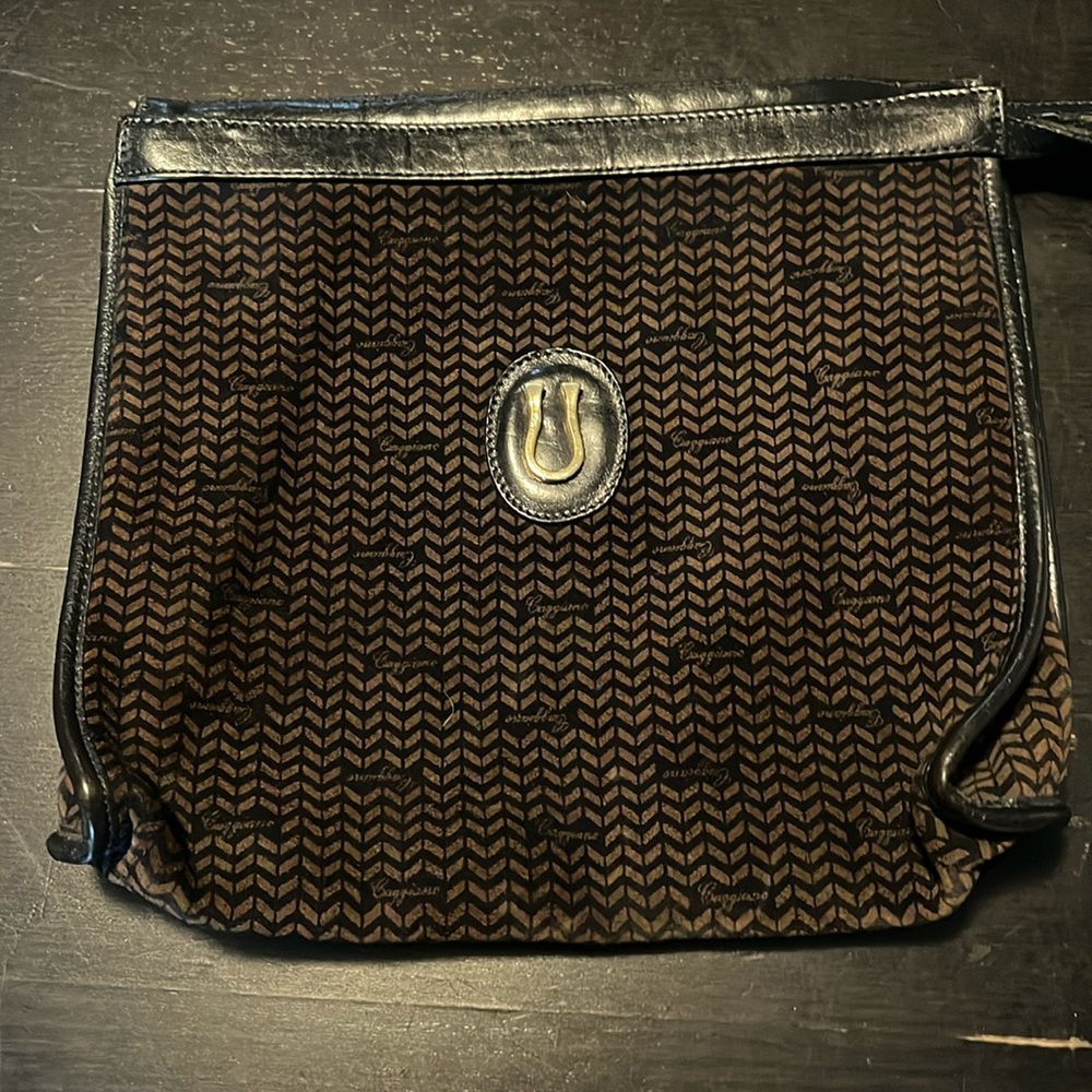 Caggiano leather bag made in Florence, Italy. Brown and black. Used good cond.